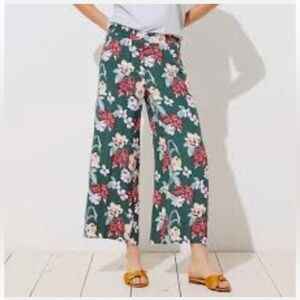 LOFT Floral Cropped Pants - Green and Red